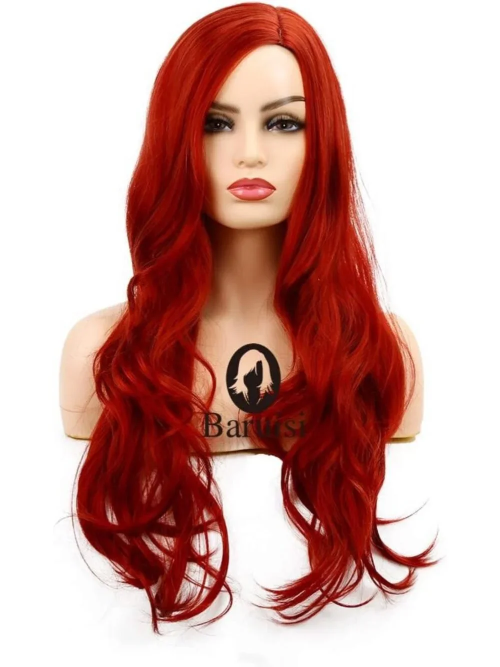 Natural-Looking Long Curly Wavy Red Wig for Women - Heat Resistant Cosplay Hair